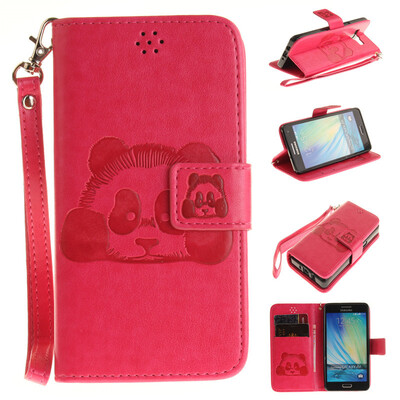 

Rose Panda Style Embossing Classic Flip Cover with Stand Function and Credit Card Slot for SAMSUNG GALAXY A5