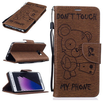 

coffee Bear Style Embossing Classic Flip Cover with Stand Function and Credit Card Slot for SAMSUNG Galaxy Note 7