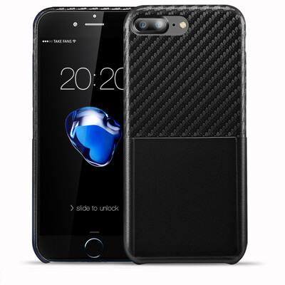 

Chick Mooney iphone7plus mobile phone shell protective shell Apple 7plus mobile phone sets protective sleeve anti-drop carbon fiber pattern storage leather case series black