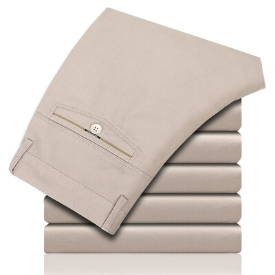 

Marco Doo Деловые мужские повседневные брюки Чистый хлопок Тонкие прямые длинные брюки для талии Мужской прилив Бежевый 36 MDX70811