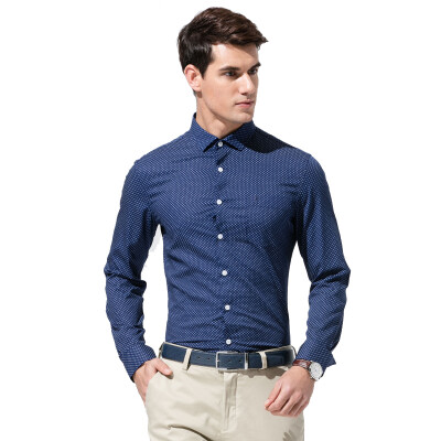 

TRIES Men Shirt Long Sleeve Polyester Fibre Polka Dot Casual Shirt