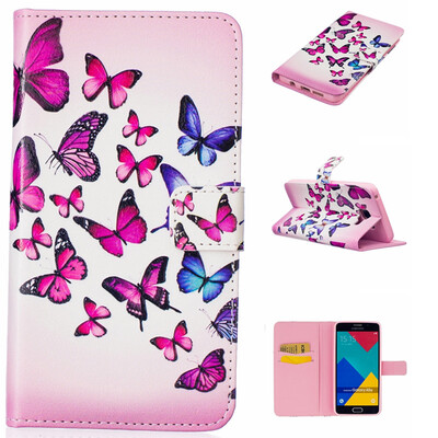

Pink&blue butterfly Design PU Leather Flip Cover Wallet Card Holder Case for SAMSUNG GALAXY A5 2016A510