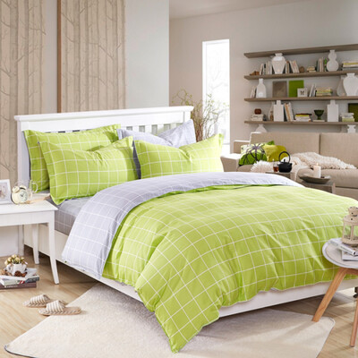 

【Супермаркет Jingdong】 Bejirog с четырьмя кусочками хлопка IKEA Style Bed Bedding Suite Haisheng Ge фруктовая зеленая зола 1,5 м кровать / 1,8 м кровать Применимо