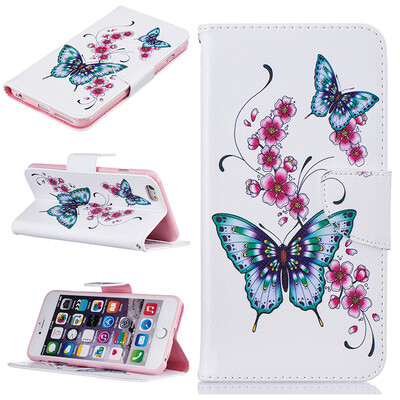 

Peach butterfly Design PU Leather Flip Cover Wallet Card Holder Case for IPHONE 6 PLUS6S PLUS