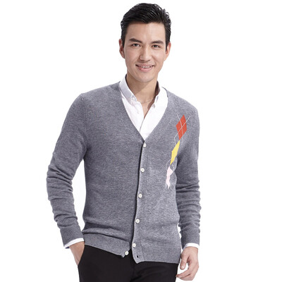 

Aston Knitwear Men's Cardigan Colorful Long Sleeve Slim V-Neck Sweater Neck Red 175 / L A4090060