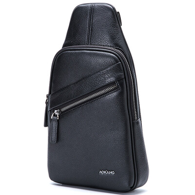 

Aokang Aokang chest bag Messenger bag single shoulder layer leather bag college Korean casual shoulder diagonal package 8612287036 black