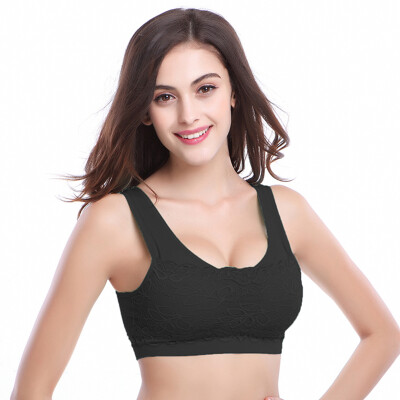 

Yu Zhaolin Seamless Lanched Lace Sports Bra Sleeping Comfort No Bracers Underwear Yoga Running Vest Bust Black