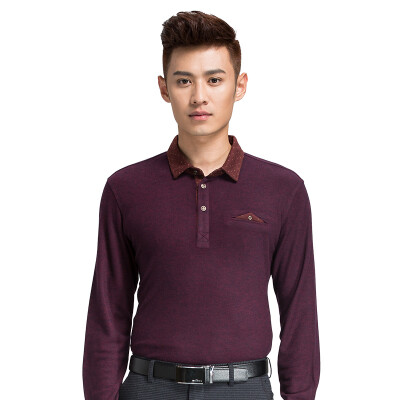 

Qipai (SEVEN) Men's T-shirt men's business leisure solid color long-sleeved POLO shirt 111T50030 18 wine red 170