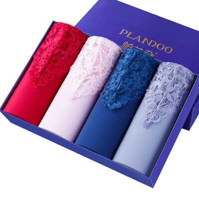 

Jingdong supermarket] Palando (PLANDOO) women's underwear female feel low waist hollow transparent lace breathable triangle shorts 4 gift box uniform