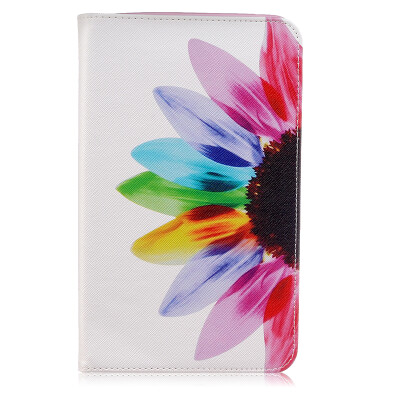 

Seven color flowers Style Embossing Classic Flip Cover with Stand Function and Credit Card Slot for SAMSUNG Galaxy Tab E 8.0 T377V