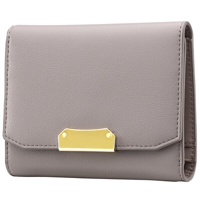 

Ma Lian slim fashion simple short paragraph wallet sweet wild 3 fold female wallet gray