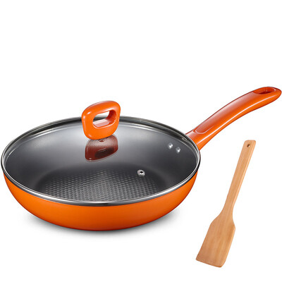 

Ai Shi Da 28CM fire dragon eyes new non-stick magnetic flux gorgeous frying pan WG8128EY pan wok can be fried decoction fried steak induction cooker general orange