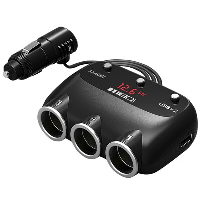 

(MEIDI) 6003 car phone charger car to expand a drag three cigarette lighter dual USB voltage display with a switch of three cars filled with sand