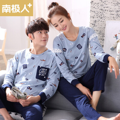 

Antarctica pajamas autumn casual pattern cotton long-sleeved couple home service T-QL5022 female blue blue code