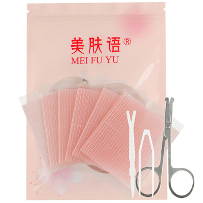 

Beauty skin invisible double eyelid paste fiber strip 300 MF5064 with scissors tweezers push rod pull strip
