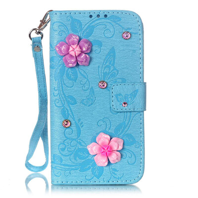 

Blue Butterfly Design PU Leather Flip Cover Wallet Card Holder Case for SAMSUNG S6EDGE PLUS
