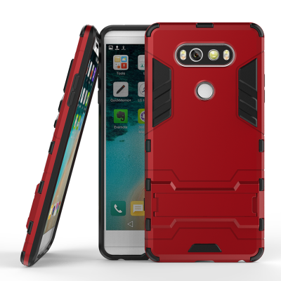 

Red Slim Robot Armor Kickstand Shockproof Hard Rugged Rubber Back Case For LG V20