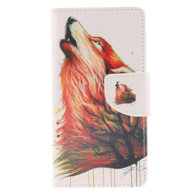 

Brown wolf Design PU Leather Flip Cover Wallet Card Holder Case for Sony Xperia M2