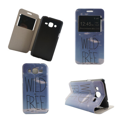 

Wild Free Design PU Leather Flip Cover Wallet Card Holder Case for Samsung Galaxy J2