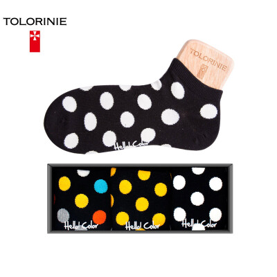 

TOLORINIE casual men&39s socks combing cotton soft feeling wave point men&39s boat socks spring&summer thin section of short socks 3 double K7124M0011