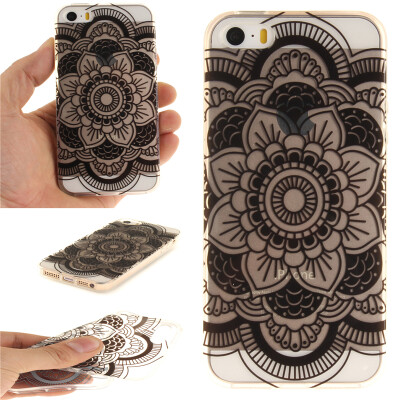 

Black sun flower Pattern Soft Thin TPU Rubber Silicone Gel Case Cover for IPHONE 5/5S/5SE