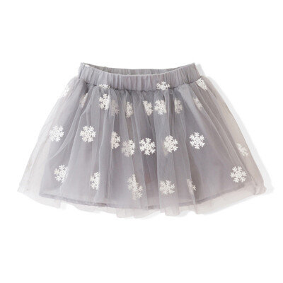 

Flossie Flordeer French Kids Girl Snowflake Print Puff Skirt F6005 Gray 100