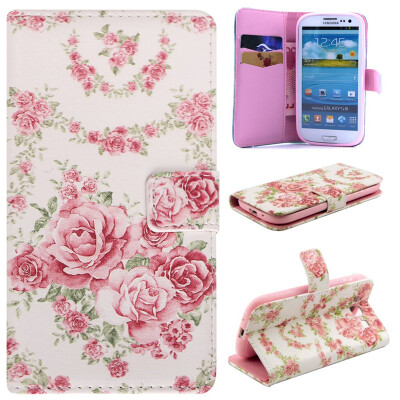 

Pink Rose Design PU Leather Flip Cover Wallet Card Holder Case for SAMSUNG Galaxy S3 i9300
