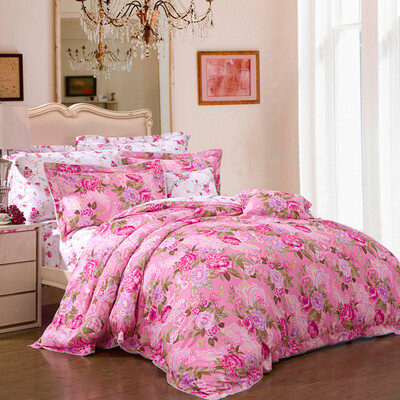 

FuANNA FUANNA home textile bedding sets of cotton 60 high-count high-density satin printing four-piece bed sheets quilt 18 m bed Tasi beauty