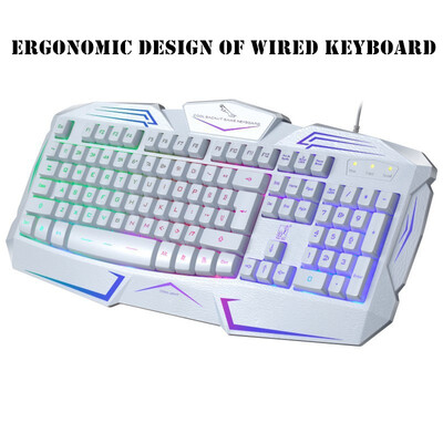 

Gaming Keyboard USB LED Wired Keyboard with Backlight Modes USB Powered Full N-Key Rollover