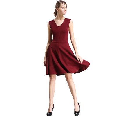 

Buenos Ninos Womens Sleeveless V-neck Fit&Flare A-line Swing Cocktail Skater Dress