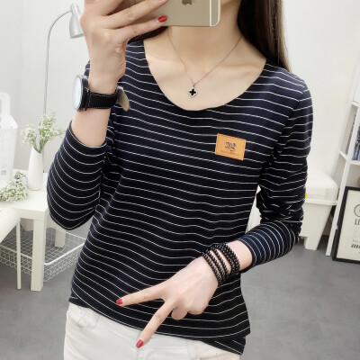 

VIVAHEART Korean Style Striped Long Sleeve T-Shirt Women&39s T-Shirt VWTC173337 Black