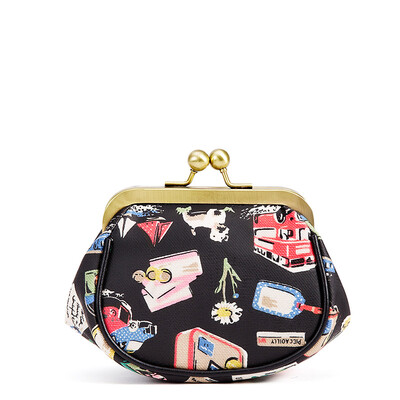 

INMAN) mini personality wallet cute pattern cowhide bag small wallet fashion buckle holding bag 6871040031 flower black