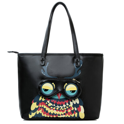 

Excellent ha howru excellent ha 2015 new fashion trend cartoon cute graffiti owl shoulder bag 1EH03003 black