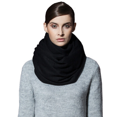 

Initial load TRUE HER cashmere scarf ladies autumn&winter shawl dual-use warm super thick thick plain collar gift box platinum cashmere series black