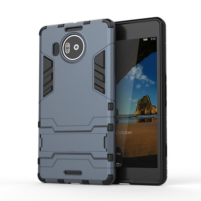 

Dark blue Slim Robot Armor Kickstand Shockproof Hard Rugged Rubber Back Case For Microsoft Lumia 950 XL