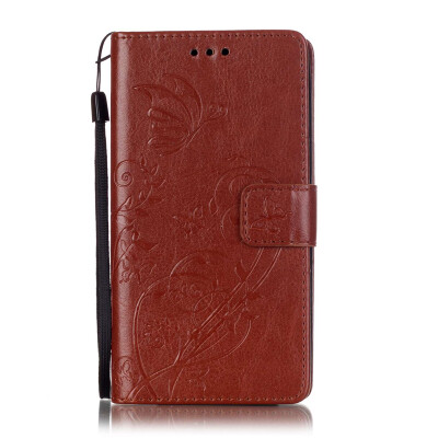 

Brown Flower Design PU Leather Flip Cover Wallet Card Holder Case for NOKIA N535