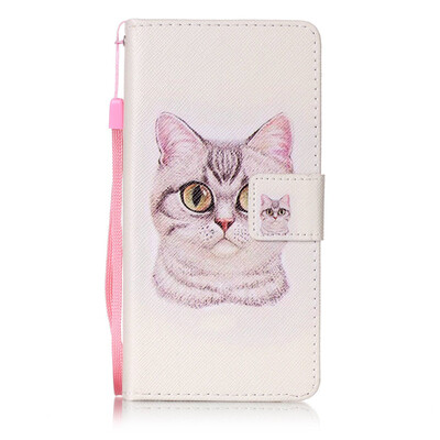 

Short Hair Cat Design PU Leather Flip Cover Wallet Card Holder Case for Sony Xperia XP