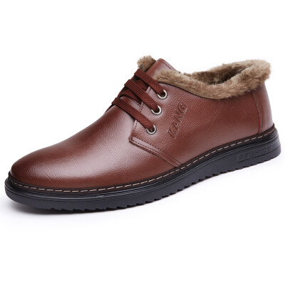 

Men's winter plus thick velvet warm and comfortable leather shoes
