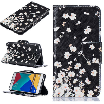 

Small white flowers Design PU Leather Flip Cover Wallet Card Holder Case for SAMSUNG GALAXY A5 2016A510