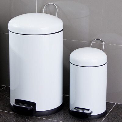 

Ou Runzhe trash cans 3L + 12L slow down the quiet bowl cover section pedal toilet paper basket tube white suit