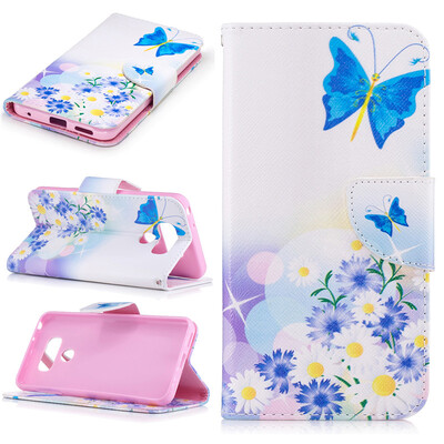 

Butterfly&flower Design PU Leather Flip Cover Wallet Card Holder Case for LG G6