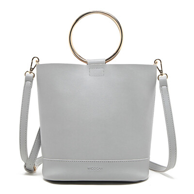 

MICOCAH Brand Fashion Women Bucket Bag 2 Pieces Metal Ring PU Leather Luxury Handbags Women Bags Designer Women Leather Handbags