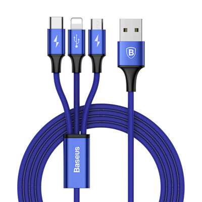 

Baseus 3-in-1 LightningMicro USBType-C cable for charging&data transfer blue