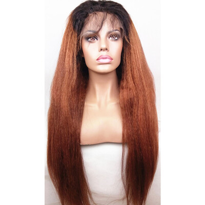 

NLW Brazilian virgin human hair Full lace wigs T1b33 Ombre color Kinky straight wigs with baby hair for black women
