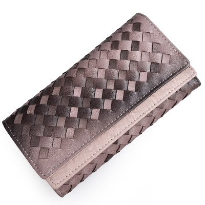 

Bean eyebrow fashion wallet ladies long paragraph Korean casual woven phone card bag bag bag QB008 black