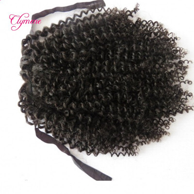 

Clymene Hair Kinky Curly Virgin Human Hair Ponytail 4x4 Size Brazilian Hair Extensions For African Americans