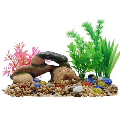 

NaturalColor) fish tank modeling suite rockery small box resin crafts simulation aquatic grass cover sand cashew stone suit