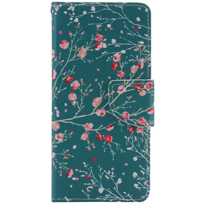 

Blue Apricot Tree Design PU Leather Flip Cover Wallet Card Holder Case for SONY XA