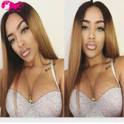 

Brazilian Lace Front Wigs With Baby Hair 8A Straight Ombre Two Tone T1B/27 Glueless Human Hair Wigs 130 Density Natural Hairline