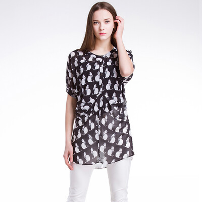 

TMI Mystery Women&39s Spring Korean V-Shirt Print Two-piece Shirt 161057 Print